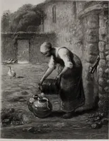 An illustration from Catalogue de tableaux modernes de premier ordre, pastels, aquarelles, dessins : œuvres importantes de: Besnard, Bonvin, Carriere, Cazin, Corot, Daubigny, Daumier, Degas, Diaz, Forain, Harpignies, Lebourg, Meissonier, Millet, Monet, Puvis de Chavannes, Théodore Rousseau, Renoir, Sisley, etc.; sculptures par Barye, Carriés, Dalou, Gémito, Rodin (1897)