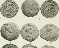 An illustration from Catalogue of the Greek coins of Arabia, Mesopotamia and Persia (Nabataea, Arabia Provincia, S. Arabia, Mesopotamia, Babylonia, Assyria, Persia, Alexandrine empire of the East, Persis, Elymais, Characene / by George Francis Hill ... With a map and fifty-five plates (1922)