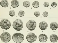 An illustration from Catalogue of the Greek coins of Arabia, Mesopotamia and Persia (Nabataea, Arabia Provincia, S. Arabia, Mesopotamia, Babylonia, Assyria, Persia, Alexandrine empire of the East, Persis, Elymais, Characene / by George Francis Hill ... With a map and fifty-five plates (1922)