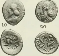 An illustration from Catalogue of the Greek coins of Arabia, Mesopotamia and Persia (Nabataea, Arabia Provincia, S. Arabia, Mesopotamia, Babylonia, Assyria, Persia, Alexandrine empire of the East, Persis, Elymais, Characene / by George Francis Hill ... With a map and fifty-five plates (1922)