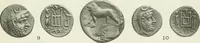 An illustration from Catalogue of the Greek coins of Arabia, Mesopotamia and Persia (Nabataea, Arabia Provincia, S. Arabia, Mesopotamia, Babylonia, Assyria, Persia, Alexandrine empire of the East, Persis, Elymais, Characene / by George Francis Hill ... With a map and fifty-five plates (1922)