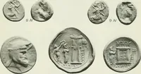An illustration from Catalogue of the Greek coins of Arabia, Mesopotamia and Persia (Nabataea, Arabia Provincia, S. Arabia, Mesopotamia, Babylonia, Assyria, Persia, Alexandrine empire of the East, Persis, Elymais, Characene / by George Francis Hill ... With a map and fifty-five plates (1922)