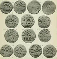 An illustration from Catalogue of the coins of the Andhra dynasty, the Western Ksatrapas, the Traikutaka dynasty, and the "Bodhi" dynasty (1908)