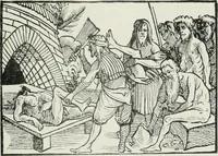 An illustration from Catalogue of an important library of rare and valuable books; incunabula typographica, mostly in original bindings; illustrated books of the XVIth and XVIIIth century; early Americana; Standard works on the fine arts; bibles and liturgical books; fine bindings; Judaica; early books on geography, etc., including Hypnerotomachia Poliphili, 1499; Schatzbehalter, 1491; Terentius, Venezia, 1497; Valturius, 1483; Dürers Hroswitha, Proportion a.o. Holbeins Dance of Death, 1538; The first Holbein Bible; Theuerdank, 1519; Monument du Costume; Janscha-Ziegler, Rheinansichten, etc (1900)