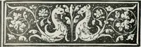 An illustration from Catalogue of an important library of rare and valuable books; incunabula typographica, mostly in original bindings; illustrated books of the XVIth and XVIIIth century; early Americana; Standard works on the fine arts; bibles and liturgical books; fine bindings; Judaica; early books on geography, etc., including Hypnerotomachia Poliphili, 1499; Schatzbehalter, 1491; Terentius, Venezia, 1497; Valturius, 1483; Dürers Hroswitha, Proportion a.o. Holbeins Dance of Death, 1538; The first Holbein Bible; Theuerdank, 1519; Monument du Costume; Janscha-Ziegler, Rheinansichten, etc (1900)