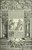 An illustration from Catalogue of an important library of rare and valuable books; incunabula typographica, mostly in original bindings; illustrated books of the XVIth and XVIIIth century; early Americana; Standard works on the fine arts; bibles and liturgical books; fine bindings; Judaica; early books on geography, etc., including Hypnerotomachia Poliphili, 1499; Schatzbehalter, 1491; Terentius, Venezia, 1497; Valturius, 1483; Dürers Hroswitha, Proportion a.o. Holbeins Dance of Death, 1538; The first Holbein Bible; Theuerdank, 1519; Monument du Costume; Janscha-Ziegler, Rheinansichten, etc (1900)