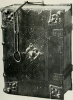 An illustration from Catalogue of an important library of rare and valuable books; incunabula typographica, mostly in original bindings; illustrated books of the XVIth and XVIIIth century; early Americana; Standard works on the fine arts; bibles and liturgical books; fine bindings; Judaica; early books on geography, etc., including Hypnerotomachia Poliphili, 1499; Schatzbehalter, 1491; Terentius, Venezia, 1497; Valturius, 1483; Dürers Hroswitha, Proportion a.o. Holbeins Dance of Death, 1538; The first Holbein Bible; Theuerdank, 1519; Monument du Costume; Janscha-Ziegler, Rheinansichten, etc (1900)