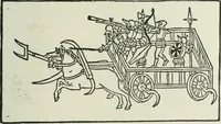 An illustration from Catalogue of an important library of rare and valuable books; incunabula typographica, mostly in original bindings; illustrated books of the XVIth and XVIIIth century; early Americana; Standard works on the fine arts; bibles and liturgical books; fine bindings; Judaica; early books on geography, etc., including Hypnerotomachia Poliphili, 1499; Schatzbehalter, 1491; Terentius, Venezia, 1497; Valturius, 1483; Dürers Hroswitha, Proportion a.o. Holbeins Dance of Death, 1538; The first Holbein Bible; Theuerdank, 1519; Monument du Costume; Janscha-Ziegler, Rheinansichten, etc (1900)