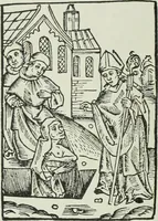 An illustration from Catalogue of an important library of rare and valuable books; incunabula typographica, mostly in original bindings; illustrated books of the XVIth and XVIIIth century; early Americana; Standard works on the fine arts; bibles and liturgical books; fine bindings; Judaica; early books on geography, etc., including Hypnerotomachia Poliphili, 1499; Schatzbehalter, 1491; Terentius, Venezia, 1497; Valturius, 1483; Dürers Hroswitha, Proportion a.o. Holbeins Dance of Death, 1538; The first Holbein Bible; Theuerdank, 1519; Monument du Costume; Janscha-Ziegler, Rheinansichten, etc (1900)