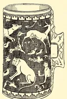 An illustration from Catalogue of rare and beautiful Greek, Egyptian, Byzantine and other glass, Persian and other pottery, old enamels, Sumptuous textiles and many other ancient objects of extraordinary interest : to be sold at unrestricted public sale by order of Dikran Khan Kelekian (1903)