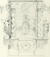 An illustration from Catalogue of an unique collection of Greek and Roman marbles, important gothic sculptures, primitive paintings, ceramics, tapestries and ancient rugs, including two monumental altars and a Greek iconostas, coming from historical collections and gathered in England, France, Austria, Italy and the Levant by a well-known European connoisseur during many years of discriminating collecting. The entire collection of 824 objects to be sold at public auction at the Anderson galleries ... New York city, on January twenty-sixth to twenty-ninth <1921> inclusive (1921)