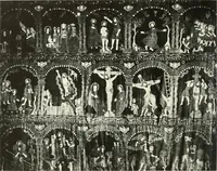 An illustration from Catalogue of an unique collection of Greek and Roman marbles, important gothic sculptures, primitive paintings, ceramics, tapestries and ancient rugs, including two monumental altars and a Greek iconostas, coming from historical collections and gathered in England, France, Austria, Italy and the Levant by a well-known European connoisseur during many years of discriminating collecting. The entire collection of 824 objects to be sold at public auction at the Anderson galleries ... New York city, on January twenty-sixth to twenty-ninth <1921> inclusive (1921)