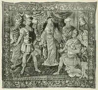 An illustration from Catalogue of an unique collection of Greek and Roman marbles, important gothic sculptures, primitive paintings, ceramics, tapestries and ancient rugs, including two monumental altars and a Greek iconostas, coming from historical collections and gathered in England, France, Austria, Italy and the Levant by a well-known European connoisseur during many years of discriminating collecting. The entire collection of 824 objects to be sold at public auction at the Anderson galleries ... New York city, on January twenty-sixth to twenty-ninth <1921> inclusive (1921)