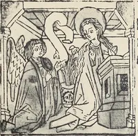An illustration from Catalogue raisonné des premières impressions de Mayence (1445-1467) : avec une plance en phototypie (1911)