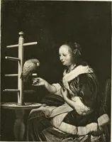 An illustration from A catalogue raisonné of the works of the most eminent Dutch, Flemish, and French painters : in which is included a short biographical notice of the artists, with a copious description of their principal pictures; a statement of the prices at which such pictures have been sold at public sales on the continent and in England; a reference to the galleries and private collections, in which a large portion are at present; and the names of the artists by whom they have been engraved; to which is added, a brief notice of the scholars & imitators of the great masters of the above schools (1908)