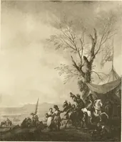 An illustration from A catalogue raisonné of the works of the most eminent Dutch, Flemish, and French painters : in which is included a short biographical notice of the artists, with a copious description of their principal pictures; a statement of the prices at which such pictures have been sold at public sales on the continent and in England; a reference to the galleries and private collections, in which a large portion are at present; and the names of the artists by whom they have been engraved; to which is added, a brief notice of the scholars & imitators of the great masters of the above schools (1908)