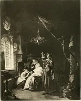 An illustration from A catalogue raisonné of the works of the most eminent Dutch, Flemish, and French painters : in which is included a short biographical notice of the artists, with a copious description of their principal pictures; a statement of the prices at which such pictures have been sold at public sales on the continent and in England; a reference to the galleries and private collections, in which a large portion are at present; and the names of the artists by whom they have been engraved; to which is added, a brief notice of the scholars & imitators of the great masters of the above schools (1908)