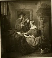 An illustration from A catalogue raisonné of the works of the most eminent Dutch, Flemish, and French painters : in which is included a short biographical notice of the artists, with a copious description of their principal pictures; a statement of the prices at which such pictures have been sold at public sales on the continent and in England; a reference to the galleries and private collections, in which a large portion are at present; and the names of the artists by whom they have been engraved; to which is added, a brief notice of the scholars & imitators of the great masters of the above schools (1908)