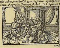 Picture 27 of 43 from Catalogus annorum et principum siue monarcharum mundi geminus plerisque in locis obscurioribus illustratus & in caelebrioribus locupletatus at[que] à mendis, recognitione diligenti repurgatus, : cum accessione multorum aliorum quae in priori aeditione non continebantur, quemadmodum suis locis toto libro uidere licebit, ab homine condito, us[que] in praesentem, à nato Christo, millesimum quingentesimum & quinquagesimum annum deductus & continuatus, (1550), leaf 70
