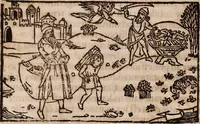 An illustration from Catalogus sanctorum [et] gestorum eoru[m] ex diuersis voluminibus collectus: editus a reuere[n]dissimo in [Christo] patre domino Petro de natalibus de venetijs dei gratia e[pisco]po Equilino (1506)