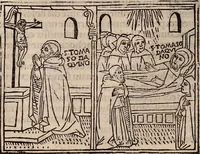 An illustration from Catalogus sanctorum [et] gestorum eoru[m] ex diuersis voluminibus collectus: editus a reuere[n]dissimo in [Christo] patre domino Petro de natalibus de venetijs dei gratia e[pisco]po Equilino (1506)