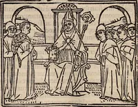 An illustration from Catalogus sanctorum [et] gestorum eoru[m] ex diuersis voluminibus collectus: editus a reuere[n]dissimo in [Christo] patre domino Petro de natalibus de venetijs dei gratia e[pisco]po Equilino (1506)