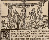 An illustration from Catalogus sanctorum [et] gestorum eoru[m] ex diuersis voluminibus collectus: editus a reuere[n]dissimo in [Christo] patre domino Petro de natalibus de venetijs dei gratia e[pisco]po Equilino (1506)