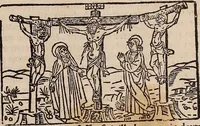 An illustration from Catalogus sanctorum [et] gestorum eoru[m] ex diuersis voluminibus collectus: editus a reuere[n]dissimo in [Christo] patre domino Petro de natalibus de venetijs dei gratia e[pisco]po Equilino (1506)