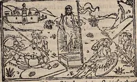 An illustration from Catalogus sanctorum [et] gestorum eoru[m] ex diuersis voluminibus collectus: editus a reuere[n]dissimo in [Christo] patre domino Petro de natalibus de venetijs dei gratia e[pisco]po Equilino (1506)
