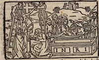 An illustration from Catalogus sanctorum [et] gestorum eoru[m] ex diuersis voluminibus collectus: editus a reuere[n]dissimo in [Christo] patre domino Petro de natalibus de venetijs dei gratia e[pisco]po Equilino (1506)