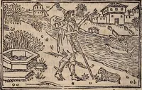 An illustration from Catalogus sanctorum [et] gestorum eoru[m] ex diuersis voluminibus collectus: editus a reuere[n]dissimo in [Christo] patre domino Petro de natalibus de venetijs dei gratia e[pisco]po Equilino (1506)