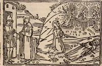 An illustration from Catalogus sanctorum [et] gestorum eoru[m] ex diuersis voluminibus collectus: editus a reuere[n]dissimo in [Christo] patre domino Petro de natalibus de venetijs dei gratia e[pisco]po Equilino (1506)