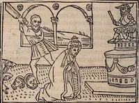 An illustration from Catalogus sanctorum [et] gestorum eoru[m] ex diuersis voluminibus collectus: editus a reuere[n]dissimo in [Christo] patre domino Petro de natalibus de venetijs dei gratia e[pisco]po Equilino (1506)