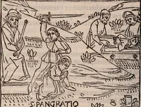 Picture 113 of 243 from Catalogus sanctorum [et] gestorum eoru[m] ex diuersis voluminibus collectus: editus a reuere[n]dissimo in [Christo] patre domino Petro de natalibus de venetijs dei gratia e[pisco]po Equilino (1506), leaf 199