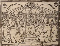 An illustration from Catalogus sanctorum [et] gestorum eoru[m] ex diuersis voluminibus collectus: editus a reuere[n]dissimo in [Christo] patre domino Petro de natalibus de venetijs dei gratia e[pisco]po Equilino (1506)