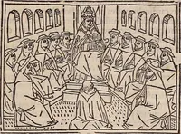 An illustration from Catalogus sanctorum [et] gestorum eoru[m] ex diuersis voluminibus collectus: editus a reuere[n]dissimo in [Christo] patre domino Petro de natalibus de venetijs dei gratia e[pisco]po Equilino (1506)