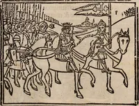 An illustration from Catalogus sanctorum [et] gestorum eoru[m] ex diuersis voluminibus collectus: editus a reuere[n]dissimo in [Christo] patre domino Petro de natalibus de venetijs dei gratia e[pisco]po Equilino (1506)
