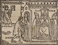 An illustration from Catalogus sanctorum [et] gestorum eoru[m] ex diuersis voluminibus collectus: editus a reuere[n]dissimo in [Christo] patre domino Petro de natalibus de venetijs dei gratia e[pisco]po Equilino (1506)