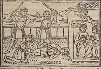 Picture 131 of 243 from Catalogus sanctorum [et] gestorum eoru[m] ex diuersis voluminibus collectus: editus a reuere[n]dissimo in [Christo] patre domino Petro de natalibus de venetijs dei gratia e[pisco]po Equilino (1506), leaf 244