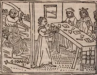 An illustration from Catalogus sanctorum [et] gestorum eoru[m] ex diuersis voluminibus collectus: editus a reuere[n]dissimo in [Christo] patre domino Petro de natalibus de venetijs dei gratia e[pisco]po Equilino (1506)