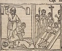 An illustration from Catalogus sanctorum [et] gestorum eoru[m] ex diuersis voluminibus collectus: editus a reuere[n]dissimo in [Christo] patre domino Petro de natalibus de venetijs dei gratia e[pisco]po Equilino (1506)