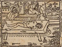 An illustration from Catalogus sanctorum [et] gestorum eoru[m] ex diuersis voluminibus collectus: editus a reuere[n]dissimo in [Christo] patre domino Petro de natalibus de venetijs dei gratia e[pisco]po Equilino (1506)