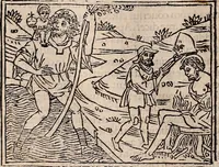 An illustration from Catalogus sanctorum [et] gestorum eoru[m] ex diuersis voluminibus collectus: editus a reuere[n]dissimo in [Christo] patre domino Petro de natalibus de venetijs dei gratia e[pisco]po Equilino (1506)