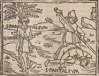 An illustration from Catalogus sanctorum [et] gestorum eoru[m] ex diuersis voluminibus collectus: editus a reuere[n]dissimo in [Christo] patre domino Petro de natalibus de venetijs dei gratia e[pisco]po Equilino (1506)