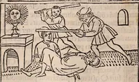 An illustration from Catalogus sanctorum [et] gestorum eoru[m] ex diuersis voluminibus collectus: editus a reuere[n]dissimo in [Christo] patre domino Petro de natalibus de venetijs dei gratia e[pisco]po Equilino (1506)