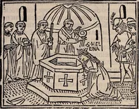 An illustration from Catalogus sanctorum [et] gestorum eoru[m] ex diuersis voluminibus collectus: editus a reuere[n]dissimo in [Christo] patre domino Petro de natalibus de venetijs dei gratia e[pisco]po Equilino (1506)
