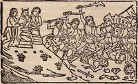 An illustration from Catalogus sanctorum [et] gestorum eoru[m] ex diuersis voluminibus collectus: editus a reuere[n]dissimo in [Christo] patre domino Petro de natalibus de venetijs dei gratia e[pisco]po Equilino (1506)