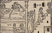 An illustration from Catalogus sanctorum [et] gestorum eoru[m] ex diuersis voluminibus collectus: editus a reuere[n]dissimo in [Christo] patre domino Petro de natalibus de venetijs dei gratia e[pisco]po Equilino (1506)