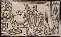 An illustration from Catalogus sanctorum [et] gestorum eoru[m] ex diuersis voluminibus collectus: editus a reuere[n]dissimo in [Christo] patre domino Petro de natalibus de venetijs dei gratia e[pisco]po Equilino (1506)