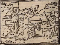 An illustration from Catalogus sanctorum [et] gestorum eoru[m] ex diuersis voluminibus collectus: editus a reuere[n]dissimo in [Christo] patre domino Petro de natalibus de venetijs dei gratia e[pisco]po Equilino (1506)
